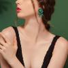image:imageBriLove Stunning Fancy Marquise Crystal Rhinestone Wedding Bridal 2 Oval Drop Dangle Statement Earrings for Women Bride Bridesmaid MomEmerald Color BlackTone
