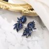 image:imageBriLove Stunning Fancy Marquise Crystal Rhinestone Wedding Bridal 2 Oval Drop Dangle Statement Earrings for Women Bride Bridesmaid MomSapphire Color BlackTone