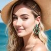 image:imageBriLove Stunning Gorgeous Large Heart Marquise Rhinestone Crystal Dangle Earrings for Women Brides Love Stud Emerald Color GoldToned