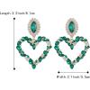 image:imageBriLove Stunning Gorgeous Large Heart Marquise Rhinestone Crystal Dangle Earrings for Women Brides Love Stud Emerald Color GoldToned