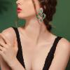 image:imageBriLove Stunning Gorgeous Large Heart Marquise Rhinestone Crystal Dangle Earrings for Women Brides Love Stud Emerald Color GoldToned