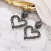 image:imageBriLove Stunning Gorgeous Large Heart Marquise Rhinestone Crystal Dangle Earrings for Women Brides Love Stud Grey BlackTone