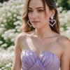 image:imageBriLove Stunning Gorgeous Large Heart Marquise Rhinestone Crystal Dangle Earrings for Women Brides Love Stud Purple GoldToned