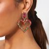 image:imageBriLove Stunning Gorgeous Large Heart Marquise Rhinestone Crystal Dangle Earrings for Women Brides Love Stud Vitrail Medium GoldToned