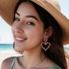 image:imageBriLove Stunning Gorgeous Large Heart Marquise Rhinestone Crystal Dangle Earrings for Women Brides Love Stud Vitrail Medium GoldToned