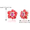 image:imageBriLove Stunning Gorgeous Rhinestone Emerald Cut Enamel Flower Leaf Stud Earrings for Women Red GoldTone