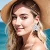 image:imageBriLove Stunning Gorgeous Rhinestone Marquise Simulated Pearl Floral StarShaped Stud Earrings for Women Summer Refreshing Seaside Idyllic HolidayClear SilverTone