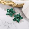 image:imageBriLove Stunning Gorgeous Rhinestone Marquise Simulated Pearl Floral StarShaped Stud Earrings for Women Summer Refreshing Seaside Idyllic HolidayEmerald Color GoldToned