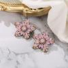 image:imageBriLove Stunning Gorgeous Rhinestone Marquise Simulated Pearl Floral StarShaped Stud Earrings for Women Summer Refreshing Seaside Idyllic HolidayPink AntiqueGoldtone
