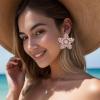 image:imageBriLove Stunning Gorgeous Rhinestone Marquise Simulated Pearl Floral StarShaped Stud Earrings for Women Summer Refreshing Seaside Idyllic HolidayPink AntiqueGoldtone