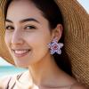 image:imageBriLove Stunning Gorgeous Rhinestone Marquise Simulated Pearl Floral StarShaped Stud Earrings for Women Summer Refreshing Seaside Idyllic HolidayPurple AntiqueGoldtone