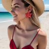image:imageBriLove Stunning Gorgeous Rhinestone Marquise Simulated Pearl Floral StarShaped Stud Earrings for Women Summer Refreshing Seaside Idyllic HolidayRuby Color BlackTone