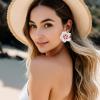 image:imageBriLove Stunning Shiny Rhinestone Layered Flower Leaf Enamel Stud Earrings for Women Summer Jewelry AccessoriesClear