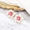 image:imageBriLove Stunning Shiny Rhinestone Layered Flower Leaf Enamel Stud Earrings for Women Summer Jewelry AccessoriesClear