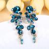 image:imageBriLove Wedding Bridal ClipOn Earrings for Women Bohemian Boho Crystal Multiple Teardrop Chandelier Dangle Jewelry Blue Topaz Color GoldToned