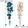 image:imageBriLove Wedding Bridal ClipOn Earrings for Women Bohemian Boho Crystal Multiple Teardrop Chandelier Dangle Jewelry Blue Topaz Color GoldToned