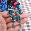 image:imageBriLove Wedding Bridal ClipOn Earrings for Women Bohemian Boho Crystal Multiple Teardrop Chandelier Dangle Jewelry Blue Topaz Color GoldToned