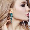 image:imageBriLove Wedding Bridal ClipOn Earrings for Women Bohemian Boho Crystal Multiple Teardrop Chandelier Dangle Jewelry Blue Topaz Color GoldToned