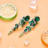 image:imageBriLove Wedding Bridal ClipOn Earrings for Women Bohemian Boho Crystal Multiple Teardrop Chandelier Dangle Jewelry Emerald Color SilverTone