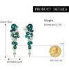 image:imageBriLove Wedding Bridal ClipOn Earrings for Women Bohemian Boho Crystal Multiple Teardrop Chandelier Dangle Jewelry Emerald Color SilverTone