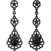 image:imageBriLove Wedding Bridal Elegant Crystal Flower Teardrop Marquise Chandelier Dangle Earrings for Women Black BlackTone