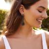 image:imageBriLove Wedding Bridal Elegant Crystal Flower Teardrop Marquise Chandelier Dangle Earrings for Women Black BlackTone