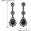 image:imageBriLove Wedding Bridal Elegant Crystal Flower Teardrop Marquise Chandelier Dangle Earrings for Women Black BlackTone