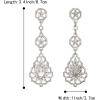image:imageBriLove Wedding Bridal Elegant Crystal Flower Teardrop Marquise Chandelier Dangle Earrings for Women Clear SilverTone