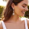 image:imageBriLove Wedding Bridal Elegant Crystal Flower Teardrop Marquise Chandelier Dangle Earrings for Women Clear SilverTone