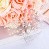 image:imageBriLove Wedding Bridal Hair Comb Hair Accessories with Crystal Bead Simulated Pearl Handmade Filigree for Women Clear SilverTone