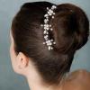 image:imageBriLove Wedding Bridal Hair Pin Set for Women Crystal Simulated Pearl MarquiseShape Leaf Hair Pins Clear SilverTone