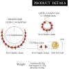 image:imageBriLove Wedding Jewelery Set for WomenShiny Gorgeous Crystal Marquise Cluster Pendant Necklace Stud Earrings Link Bracelet for Bridal Party Prom AccessoriesRuby Color GoldTone