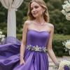 image:imageBriLove Wedding Jewelery Set for WomenShiny Gorgeous Crystal Marquise Cluster Pendant Necklace Stud Earrings Link Bracelet for Bridal Party Prom AccessoriesLight Purple GoldTone