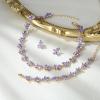 image:imageBriLove Wedding Jewelery Set for WomenShiny Gorgeous Crystal Marquise Cluster Pendant Necklace Stud Earrings Link Bracelet for Bridal Party Prom AccessoriesLight Purple GoldTone