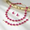 image:imageBriLove Wedding Jewelery Set for WomenShiny Gorgeous Crystal Marquise Cluster Pendant Necklace Stud Earrings Link Bracelet for Bridal Party Prom AccessoriesFuchsia GoldTone
