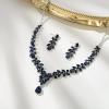 image:imageBriLove Wedding Jewelery Set for WomenShiny Gorgeous Crystal Marquise Teardrop Cluster Pendant Necklace Dangle Earrings for Bridal Party Prom AccessoriesSapphire Color SilverTone