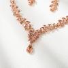 image:imageBriLove Wedding Jewelery Set for WomenShiny Gorgeous Crystal Marquise Teardrop Cluster Pendant Necklace Dangle Earrings for Bridal Party Prom AccessoriesPeach RoseGoldTone