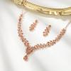 image:imageBriLove Wedding Jewelery Set for WomenShiny Gorgeous Crystal Marquise Teardrop Cluster Pendant Necklace Dangle Earrings for Bridal Party Prom AccessoriesPeach RoseGoldTone