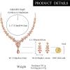 image:imageBriLove Wedding Jewelery Set for WomenShiny Gorgeous Crystal Marquise Teardrop Cluster Pendant Necklace Dangle Earrings for Bridal Party Prom AccessoriesPeach RoseGoldTone