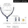 image:imageBriLove Wedding Jewelery Set for WomenShiny Gorgeous Crystal Marquise Teardrop Cluster Pendant Necklace Dangle Earrings for Bridal Party Prom AccessoriesSapphire Color SilverTone
