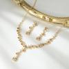 image:imageBriLove Wedding Jewelery Set for WomenShiny Gorgeous Crystal Teardrop Cluster Pendant Necklace Dangle Earrings for Bridal Party Prom AccessoriesChampagne GoldTone