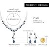 image:imageBriLove Wedding Jewelery Set for WomenShiny Gorgeous Crystal Teardrop Cluster Pendant Necklace Dangle Earrings for Bridal Party Prom AccessoriesSapphire Color SilverTone