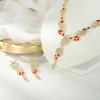 image:imageBriLove Wedding Jewelry Set for WomenShiny Gorgeous Crystal Marquise Leaf Flower Cluster YShape Pendnt Necklace Dangle Long Earrings for Bridal Party Prom AccessoriesRuby Color GoldTone