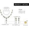 image:imageBriLove Wedding Jewelry Set for WomenShiny Gorgeous Crystal Marquise Leaf Flower Cluster YShape Pendnt Necklace Dangle Long Earrings for Bridal Party Prom AccessoriesSapphire Color AntiqueGoldTone