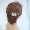 image:imageBriLove Womens Bohemian Boho Simulated Pearl Flower Handmade DIY Bendable Filigree Hair Comb Ivory Color Clear SilverTone