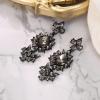 image:imageBriLove Womens Elegant Crystal Teardrop Flower Chandelier Dangle Earrings for Wedding Party PromGrey BlackTone