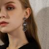 image:imageBriLove Womens Elegant Crystal Teardrop Flower Chandelier Dangle Earrings for Wedding Party PromGrey BlackTone