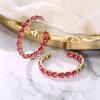image:imageBriLove Womens Fashion Stunning Crystal Rhinestone Statement Hoop Dangle Earrings for Party Prom Fuchsia GoldTone