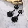 image:imageBriLove Womens Stunning Gorgeous LeafShaped Teardrop Crystal Rhinestone Wedding Bridal Drop Dangle Statement Earrings for Bride Bridesmaid Party Prom Black BlackTone