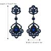image:imageBriLove Womens Stunning Gorgeous LeafShaped Teardrop Crystal Rhinestone Wedding Bridal Drop Dangle Statement Earrings for Bride Bridesmaid Party Prom Sapphire Color BlackTone